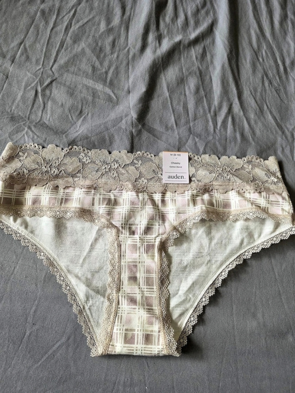 auden Cheeky Plaid Panties in Green & Pink M (8-10) NWT